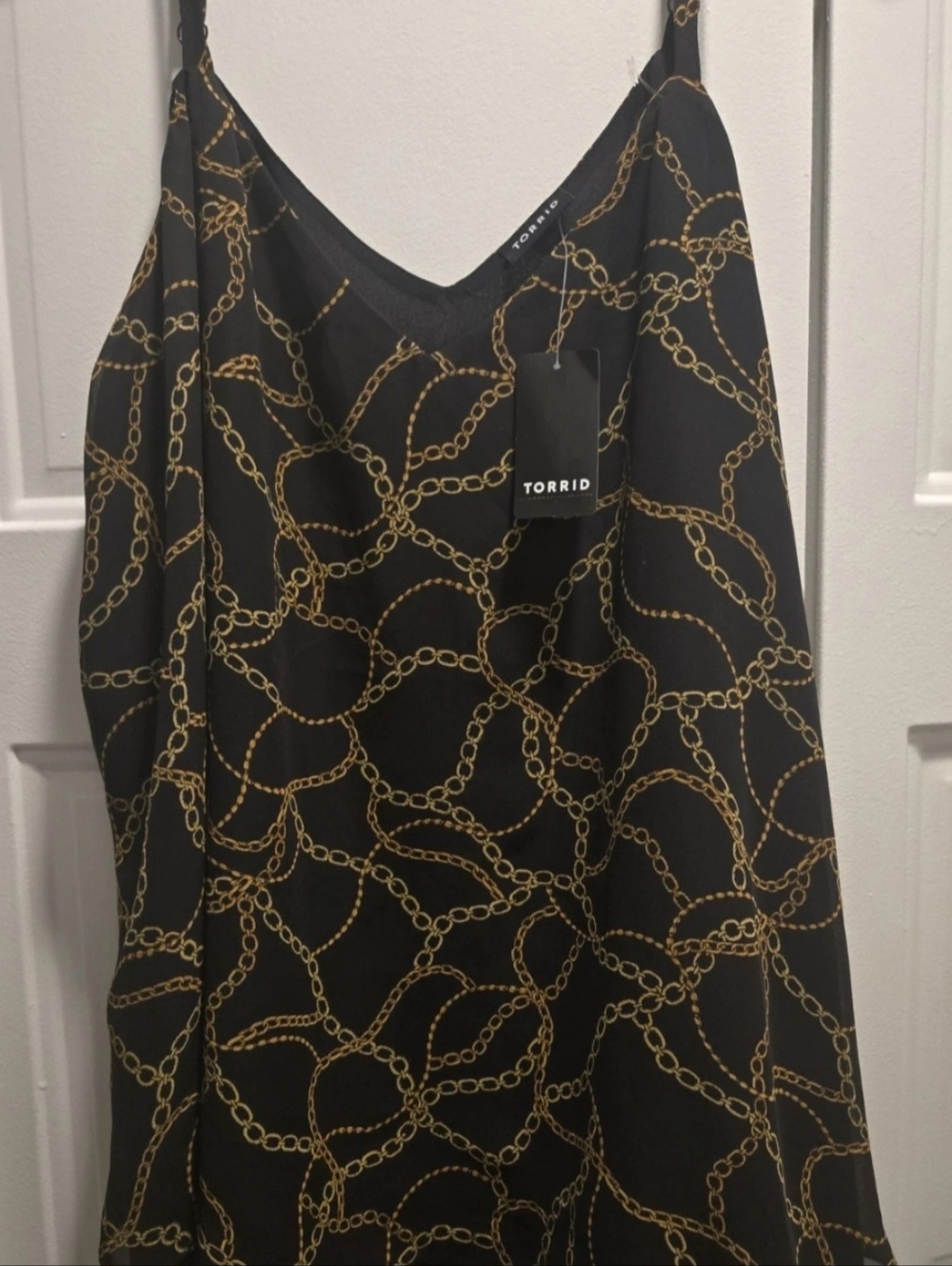 NWT Torrid Sophie Black Chain Print Double Layer Swing Cami Size 2
